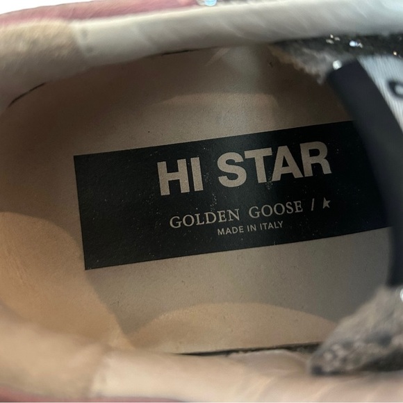 Golden Goose Hi Star Suede & Glitter Sequin Low-Top 1" Flat Platform Sneakers - Picture 5 of 7